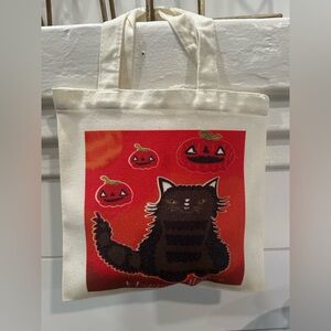 Black Cat Canvas Tote Bag with original design